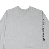 CARHARTT Mens Grey & Black Graphic T-Shirt 2XL Long Sleeve Crew Neck Logo