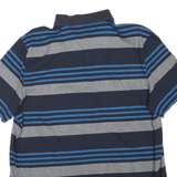 CALVIN KLEIN Mens Blue & Grey Striped Short Sleeve Polo Shirt L Classic Cotton