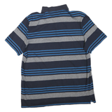 CALVIN KLEIN Mens Blue & Grey Striped Short Sleeve Polo Shirt L Classic Cotton