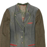 WEAEIEI Womens Grey Green Red Wool Button Jacket S Blazer Tweed Sleeves Stylish