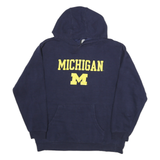 ADIDAS Mens Blue & Navy Michigan Pullover Hoodie S Cotton Blend Drawstring
