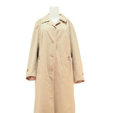 Womens Beige Button Jacket L Polyester Blend Plain Classic Fit Long Sleeve