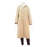 Womens Beige Button Jacket L Polyester Blend Plain Classic Fit Long Sleeve