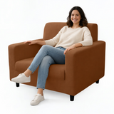 Anyseat 1-Seater Sofa Cover – Plain Light Coffee Style Slipcover for Living Room Chair Protection