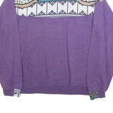 ROX LINE Womens Purple Geometric Pattern Crew Neck XL Sweatshirt Retro Style