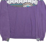ROX LINE Womens Purple Geometric Pattern Crew Neck XL Sweatshirt Retro Style