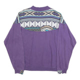 ROX LINE Womens Purple Geometric Pattern Crew Neck XL Sweatshirt Retro Style