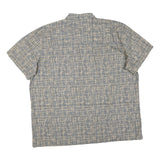 ISLAND SHORES Mens Blue & Beige Pattern Cotton Blend Shirt 2XL Casual Summer