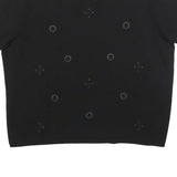 MONSOON Womens Black Embellished Basic Short Sleeve Crew Neck Top UK 14