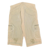 SIDEZ Mens Cotton Blend Beige Cargo Shorts M W32 Frayed Trim Pockets
