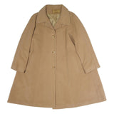 LAINE & CACHEMIRE Womens Beige Cotton Button Jacket L Plain Classic Long Sleeve