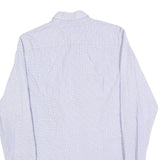 TOMMY HILFIGER Mens Blue & White Cotton Blend Shirt M Slim Fit Long Sleeve