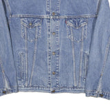 LEVI'S Mens Blue Denim Jacket L Cotton Blend Relaxed Fit Button Closure Casual