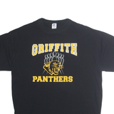 RUSSELL ATHLETIC Mens Black & Yellow Graphic T-Shirt L Short Sleeve Crew Neck