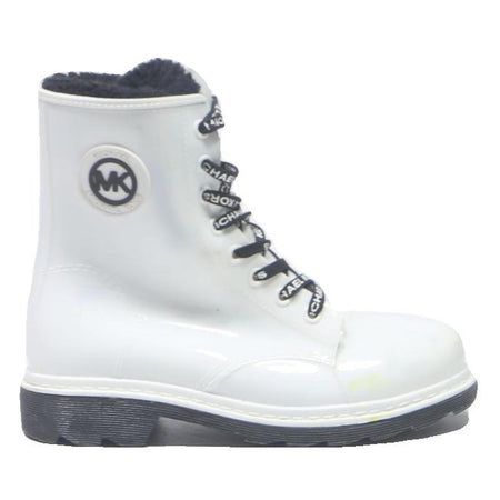 MICHAEL KORS Womens Leather White Ankle Boots UK 3 Lace-Up Winter Fashion