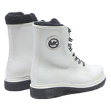 MICHAEL KORS Womens Leather White Ankle Boots UK 3 Lace-Up Winter Fashion