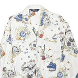 MARINER Mens White Patterned Shirt L Cotton Blend Artistic Print