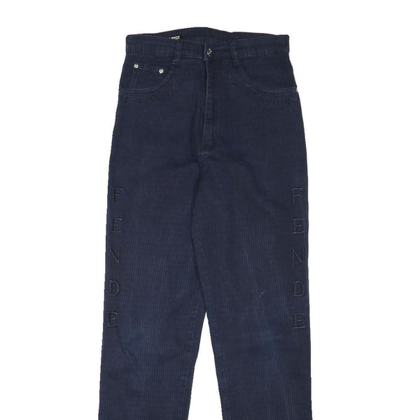 HAOFA JEANS Womens Cotton Blend Blue Slim Straight Trousers W26 L30 Slim Fit Zip