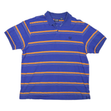 CHAPS Mens Blue & Orange Striped Short Sleeve Polo Shirt XL Classic Cotton