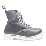 DR MARTENS 1460 Pascal Womens Black & White Leather Ankle Boots UK 4 Lace-Up