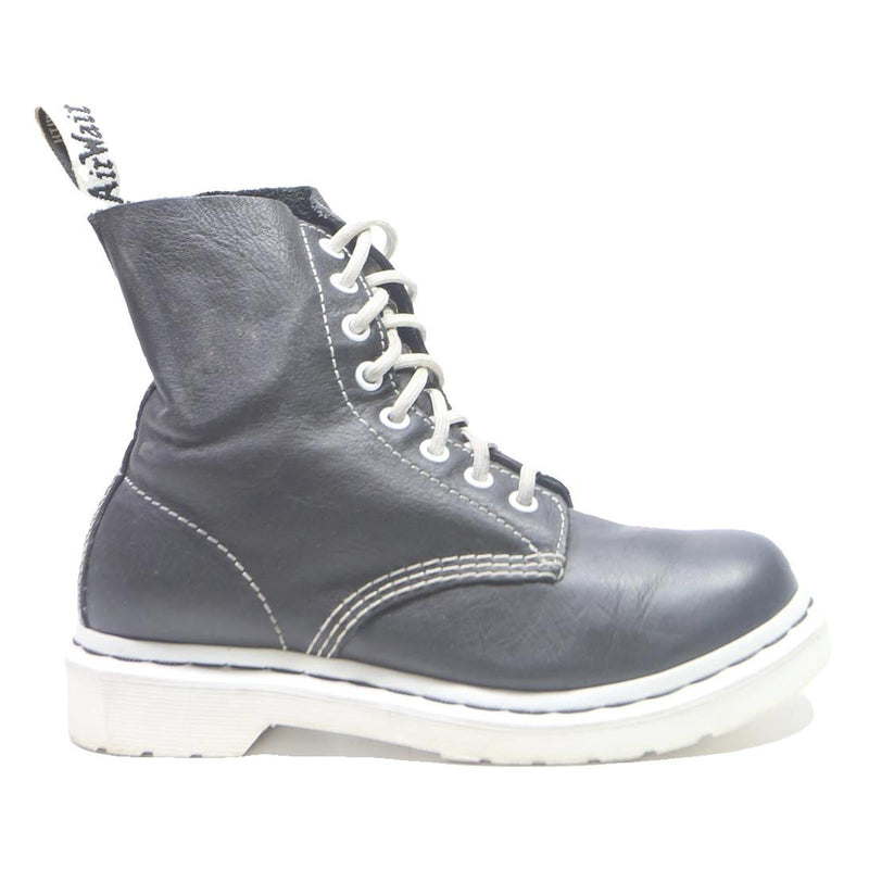 DR MARTENS 1460 Pascal Womens Black & White Leather Ankle Boots UK 4 Lace-Up