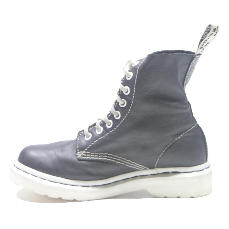 DR MARTENS 1460 Pascal Womens Black & White Leather Ankle Boots UK 4 Lace-Up