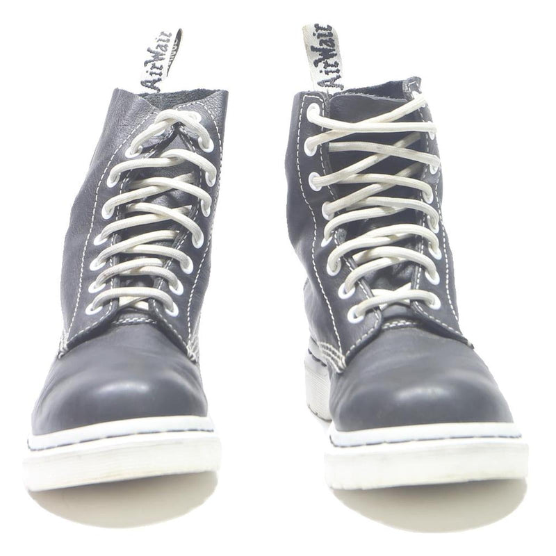 DR MARTENS 1460 Pascal Womens Black & White Leather Ankle Boots UK 4 Lace-Up