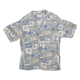 CAMPIA Mens Blue & Brown Pattern Shirt L Cotton Blend Short Sleeve Casual