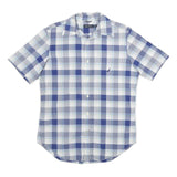 NAUTICA Mens Blue & White Plaid Shirt S Cotton Short Sleeve Casual Summer Button