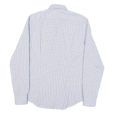 CALVIN KLEIN Mens Blue & White Check Shirt M Cotton Blend Formal Long Sleeve