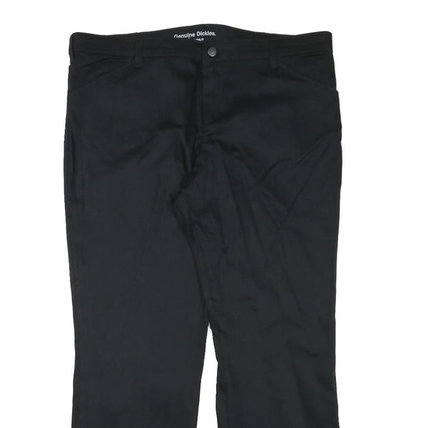 DICKIES Womens Regular Black Cotton Blend Trousers W37 L28 Zip Closure Classic