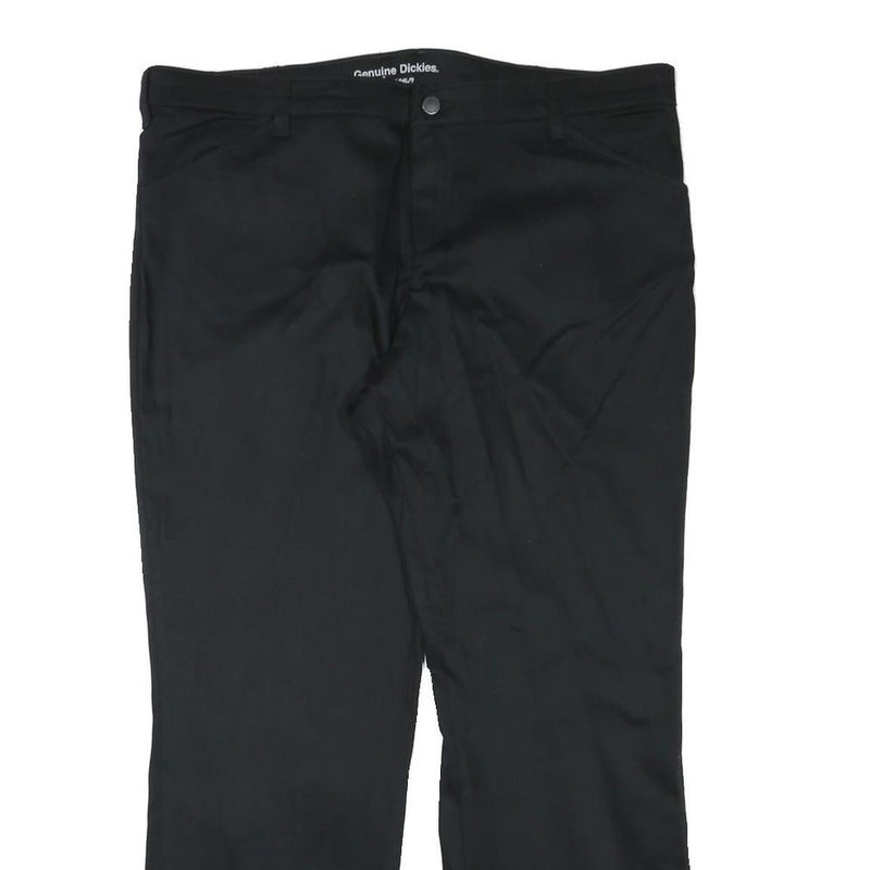 DICKIES Womens Regular Black Cotton Blend Trousers W37 L28 Zip Closure Classic