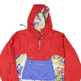 Mens Red Blue Black Snowboard Pattern Jacket L Polyester Blend Zip Hooded