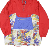 Mens Red Blue Black Snowboard Pattern Jacket L Polyester Blend Zip Hooded