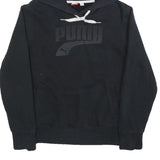 PUMA Womens Black Hoodie UK 14 Cotton Blend Pullover Hooded Sweatshirt