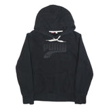 PUMA Womens Black Hoodie UK 14 Cotton Blend Pullover Hooded Sweatshirt