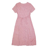 DARIAN Womens Red & White Check Day Cotton Blend Dress M Button Front Retro