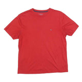 TOMMY HILFIGER Mens Red Classic T-Shirt M Short Sleeve Crew Neck Minimal Logo