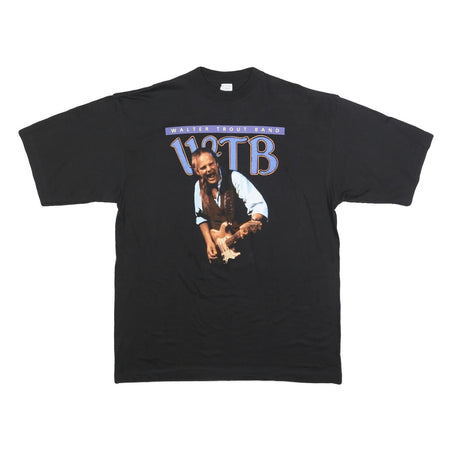 Mens Black Walter Trout Band Graphic T-Shirt XL Short Sleeve Crew Neck Vintage