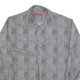 SIGNUM Mens Grey Printed Cotton Blend Shirt S Casual Button Up