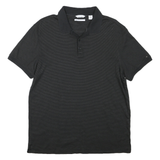 CALVIN KLEIN Mens Black Striped Short Sleeve Polo Shirt M Cotton Casual