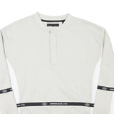 MENNACE Mens Beige & White Sweatshirt Crew Neck M Logo Tape Detail Cotton Blend