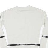 MENNACE Mens Beige & White Sweatshirt Crew Neck M Logo Tape Detail Cotton Blend