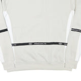 MENNACE Mens Beige & White Sweatshirt Crew Neck M Logo Tape Detail Cotton Blend