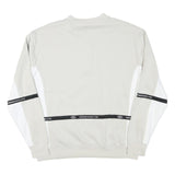 MENNACE Mens Beige & White Sweatshirt Crew Neck M Logo Tape Detail Cotton Blend