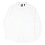 CHAPS Mens White Plain 2XL Cotton Blend Shirt Button-Down Long Sleeve Classic