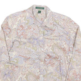 LAUREN RALPH LAUREN Womens Cream & Pastel Paisley Shirt M Cotton Blend Long