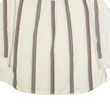CHAPS RALPH LAUREN Mens Cream & Brown Striped Shirt 2XL Cotton Long Sleeve