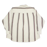 CHAPS RALPH LAUREN Mens Cream & Brown Striped Shirt 2XL Cotton Long Sleeve