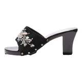 Mule Heels Black Synthetic Womens UK 3